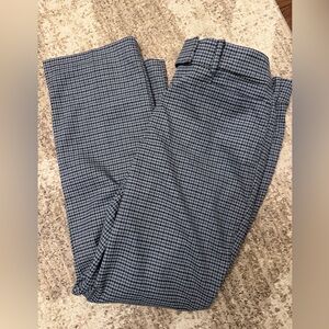 LOFT Black and Blue Checkered Straight Leg Pants